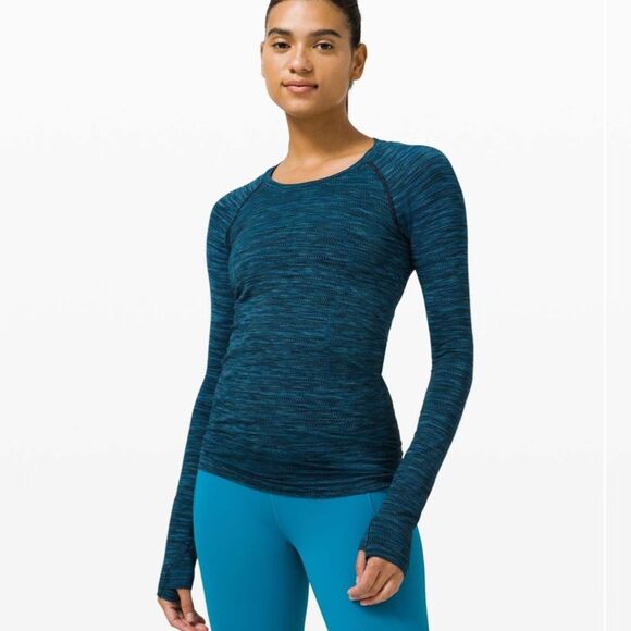 Lululemon Swiftly Tech Long Sleeve 2.0 Prism Stripe Turquoise Tide Multi 214 - Picture 6 of 7